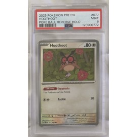 2025 Pokemon PRE Hoothoot Poke Ball Reverse Holo 077 PSA 9