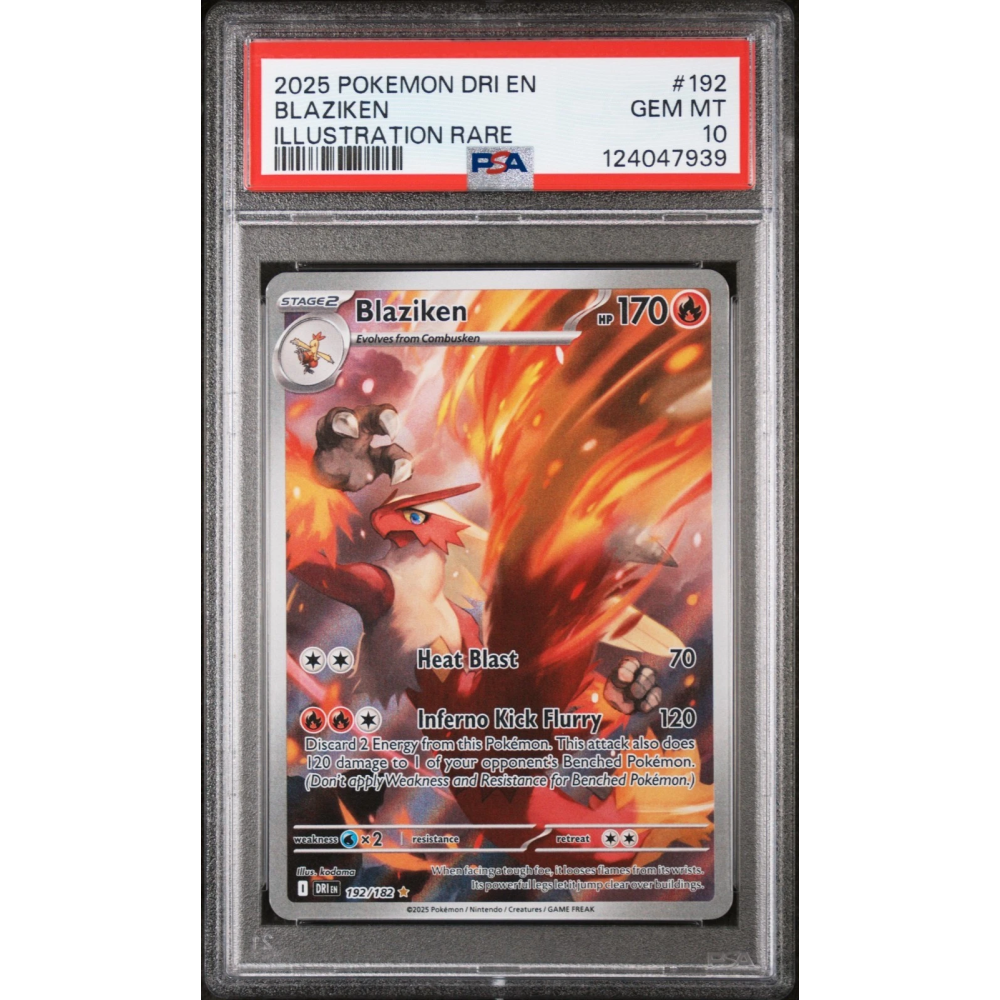 2025 POKEMON DRI EN-DESTINED RIVALS ILLUSTRATION RARE #192 BLAZIKEN PSA 10