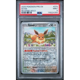 2025 POKEMON PRE EN-PRISMATIC EVOLUTIONS REVERSE HOLO #074 EEVEE PSA 9