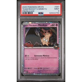 2025 POKEMON DRI EN-DESTINED RIVALS #087 TEAM ROCKET'S MIMIKYU PRERELEASE PSA 10
